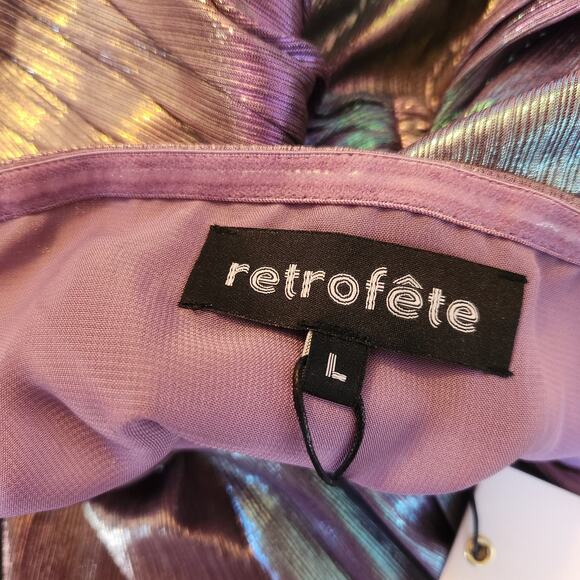 Retrofete Soleil Dress in Lilac Aurora Size Large Strapless NWT Cutout Metallic - Picture 12 of 15